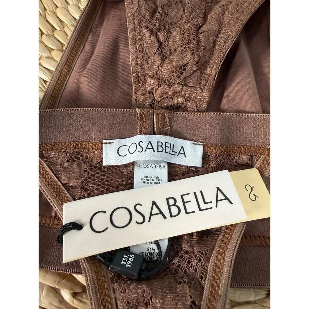 Cosabella‎ Men's Semi Sheer Lace Thong Brown NWT Size S